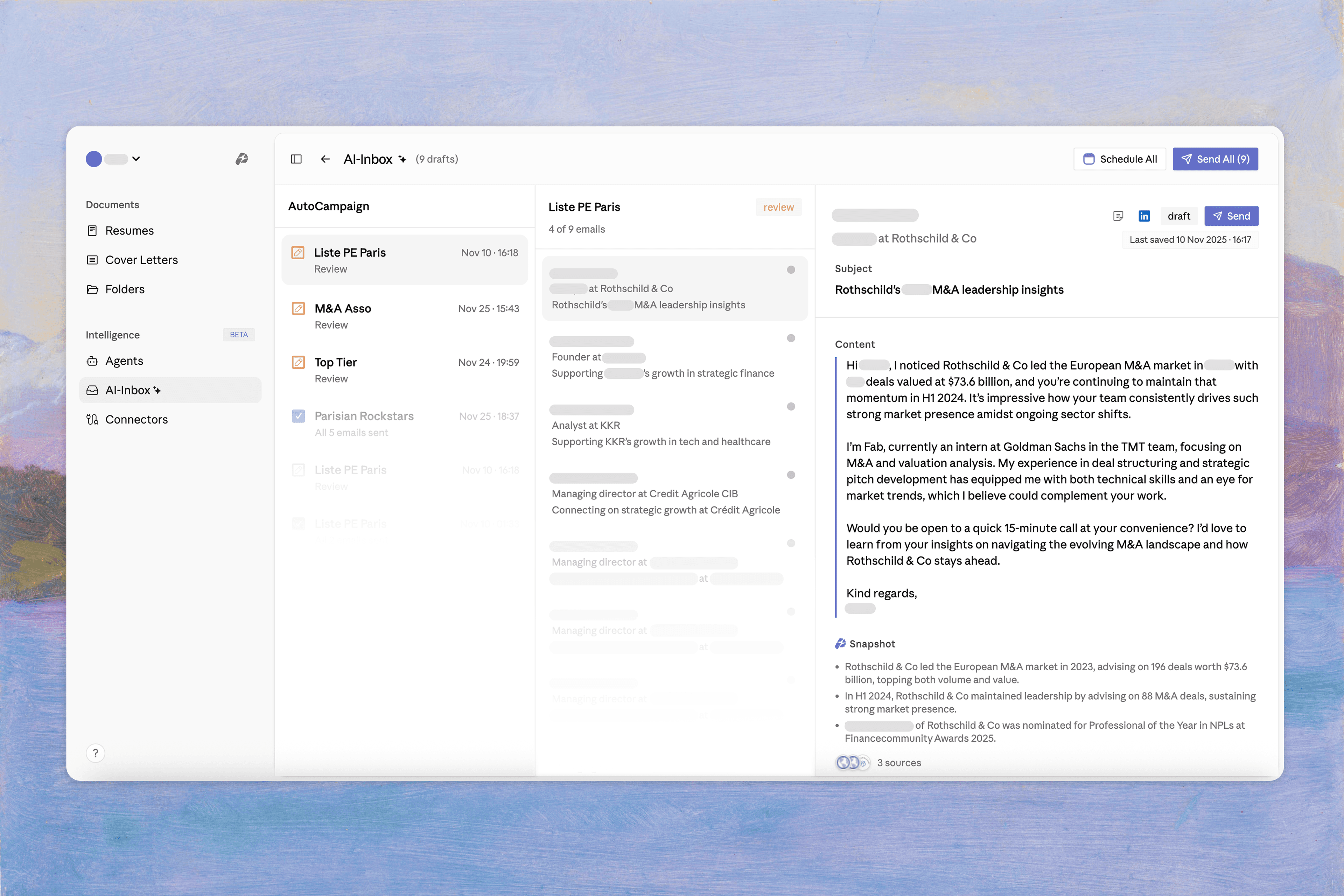 Dashboard interface showing jobs and candidates